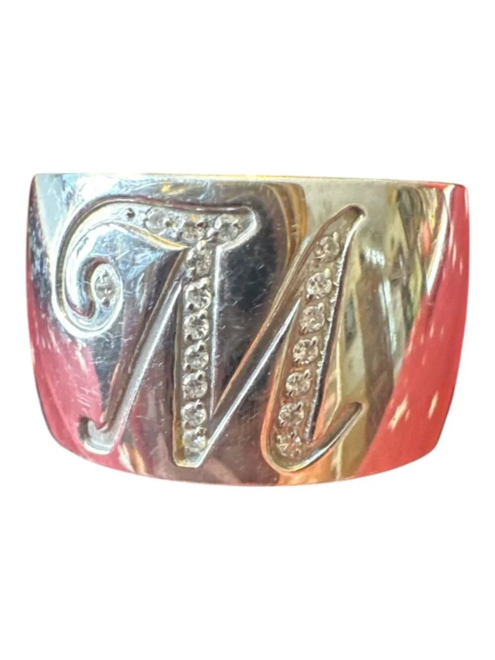 Silver Monogrammed Unisex Ring With 